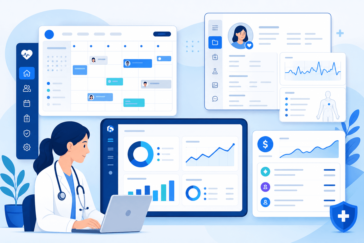 Funcionalidades do software: agenda, prontuário, financeiro e relatórios